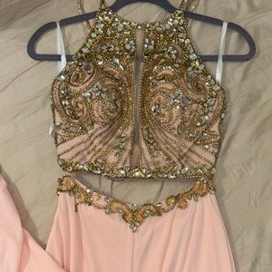 Jovani Pink and Gold Embellished Wedding Dress